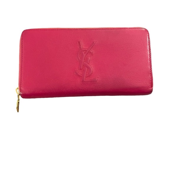 YSL Yves Saint Laurent Pink Leather Long Zipper Wallet - Picture 2 of 12